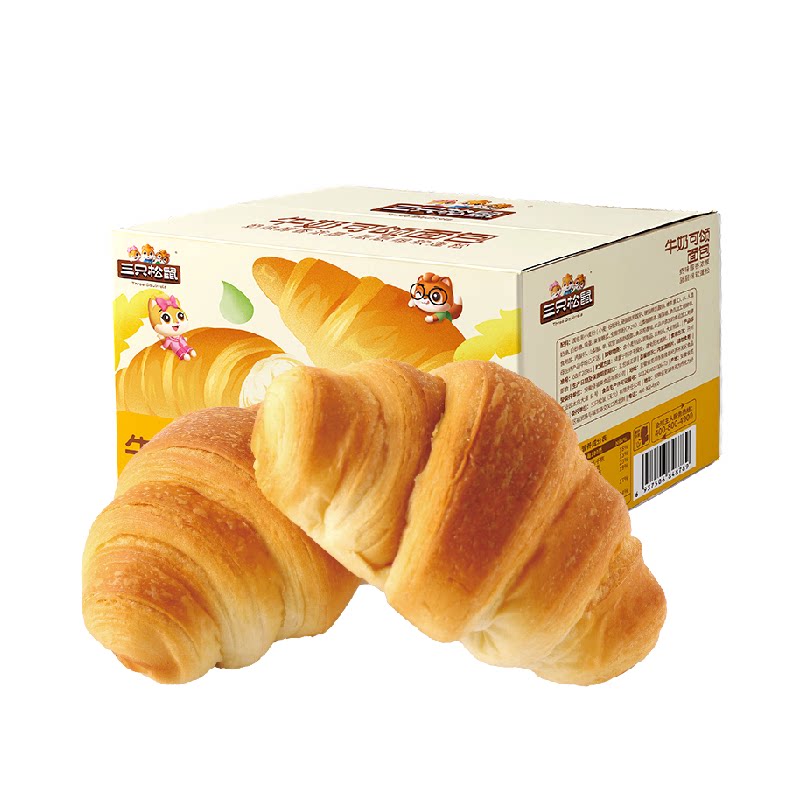 三只松鼠牛奶可颂面包牛角包380gX1箱休闲零食糕点代餐