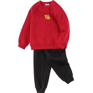 巴拉巴拉童装儿童套装男童春装国风两件套新年印花拜年服时尚休闲