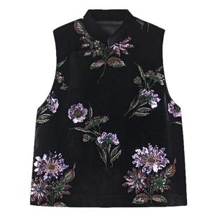 新中式国风重工刺绣立领盘扣外套丝绒半裙气质轻奢贵气套装 M9159