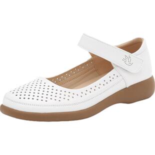 真皮软底玛丽珍女鞋夏季新款镂空透气妈妈鞋洞洞凉鞋舒适防滑单鞋