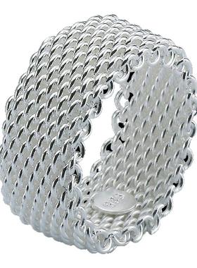 925银网状圆形编织戒指深圳厂