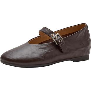 Bata羊皮书玛丽珍女2026春商场新款软底羊皮内增高女单鞋AUO37AQ6