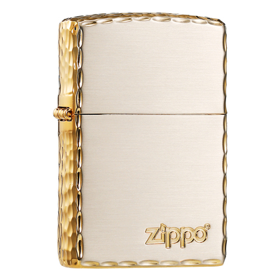 zippo打火机镀金三面凿边陨石坑