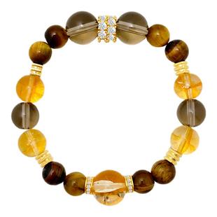 原创招财多宝天然手链黄白紫黑粉色水晶手串大珠子男女款高级感