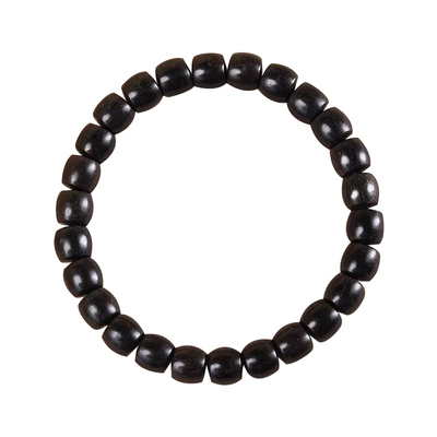 天然黑檀木直切桶珠手串精工高密素珠款手串饰品单圈老型珠念珠