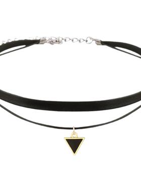 黑色脖颈链choker项圈锁骨链女小众设计choker项圈百搭脖子女配饰