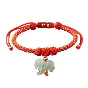 本命年红手绳三合红绳2026马年翡翠生肖马鼠牛兔羊形百解饰物手链