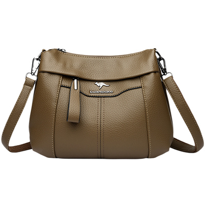 袋鼠正品真皮女包牛皮斜挎包