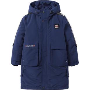 象老大品牌男童羽绒服中长款厚外套冬装中大童胖童加肥男生青少年