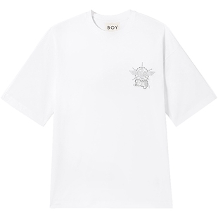 【航海系列】BOYLONDON夏季烫银烫钻翅膀印花短袖T恤N01063