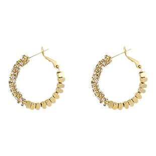 金色碎银子大圈圈耳环女轻奢高级感秋冬耳钉2025新款爆款素圈耳饰