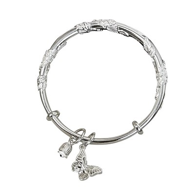 花丝蝴蝶铃铛纯银手镯女个性时尚