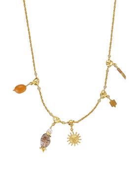 【自营】VITARING项链女夏日太阳吊坠锁骨链铜镀金颈链小众设计