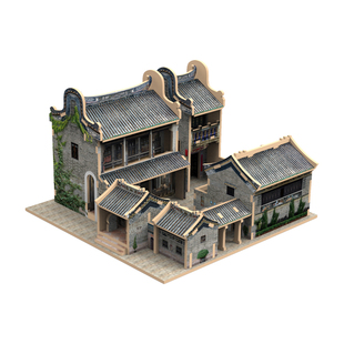 迪爱歪广府民居成品摆件岭南特色建筑镬耳屋模型新年桌面国风装饰