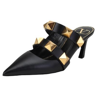 华伦天奴尖头高跟穆勒鞋