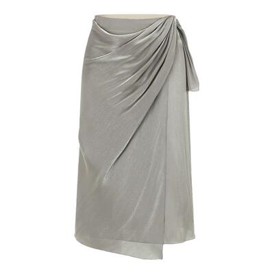 deepmoss气质水泽垂褶裹身半裙