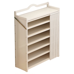 免安装折叠鞋架布帘鞋柜简约家用入户门口奶油风多层大容量透气窄