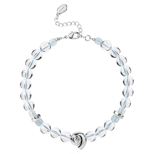 Neverfar海洋系列渊贝集月光螺海蓝宝白水晶串珠手链女海边饰品