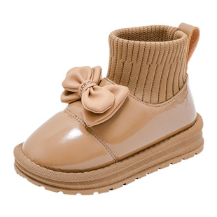 回力童鞋2025秋冬新款学生蝴蝶结公主鞋女童保暖鞋儿童加绒雪地靴