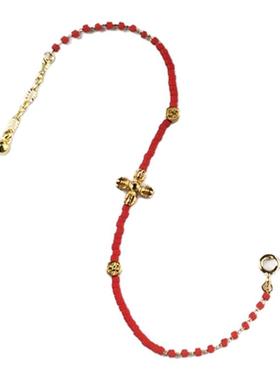 马年本命年礼物 925银金刚杵新中式国风高颜值红色本命年琉璃手链