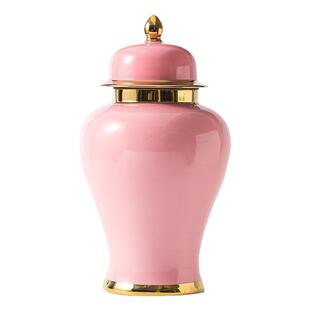 景德镇新中式创意将军罐花瓶花器镀金客厅玄关装饰陶瓷花插大摆件