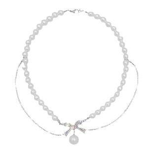 浪漫出逃~双层蝴蝶结珍珠项链女款轻奢小众优雅贵气锁骨链颈链潮