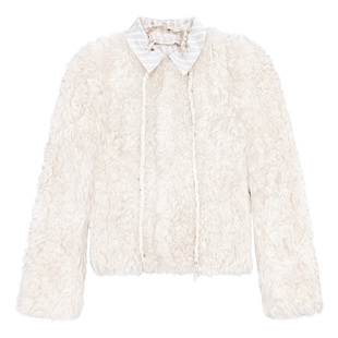 【现货】易碎商店·温醺午后轻奢毛毛外套冬季衬衫领保暖环保皮草