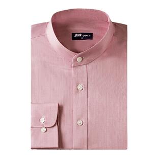 莫代尔免烫男士衬衫2025原创商务正装粉色短袖长袖条纹立领上衣
