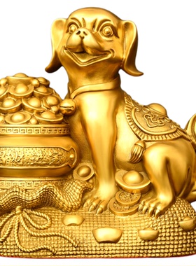 黄铜西北缺角铜狗补角摆件吉祥