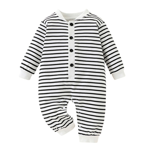 婴儿衣服春季男宝宝连体衣薄款长袖女童哈衣洋气春秋款纯棉外出服