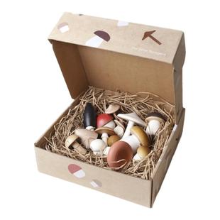 美国Moon Picnic 蘑菇篮子鸟蛋竹筐木制玩具儿童仿真道具家居摆件