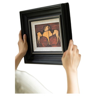 若奈挂画 手绘！艺术家系列《鞍上双马》现代简约客厅玄关装饰画