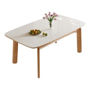 帕沙曼伸缩全托岩板餐桌椅新款现代简约白蜡木家用实木可变圆饭桌