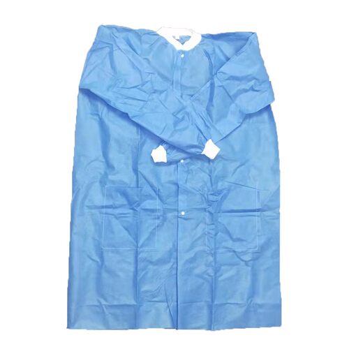一次性白大褂工作服无纺布实验服加厚隔离服参观服餐饮药房食品厂