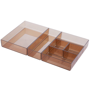 日本抽屉分隔盒透明塑料办公室桌面化妆品收纳整理厨房餐具收纳盒