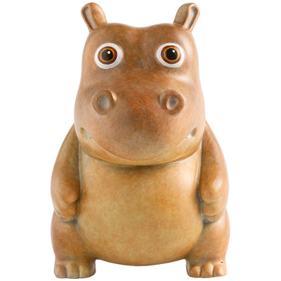 呆河马摆件财大气粗铜工艺品茶宠车载装饰办公室工位解压创意礼品