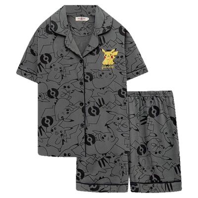 皮卡丘卡通睡衣女夏季纯棉短袖2025新款可爱情侣家居服套装男薄款