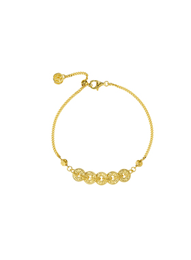 超闪碎碎冰金色金币手链纯银