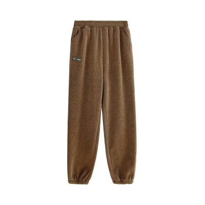 冬季新款加绒加厚雪尼尔束脚卫裤