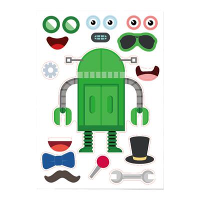 Robot机器人儿童动漫卡通亲子互动益智拼图手账贴纸DIY手工贴纸
