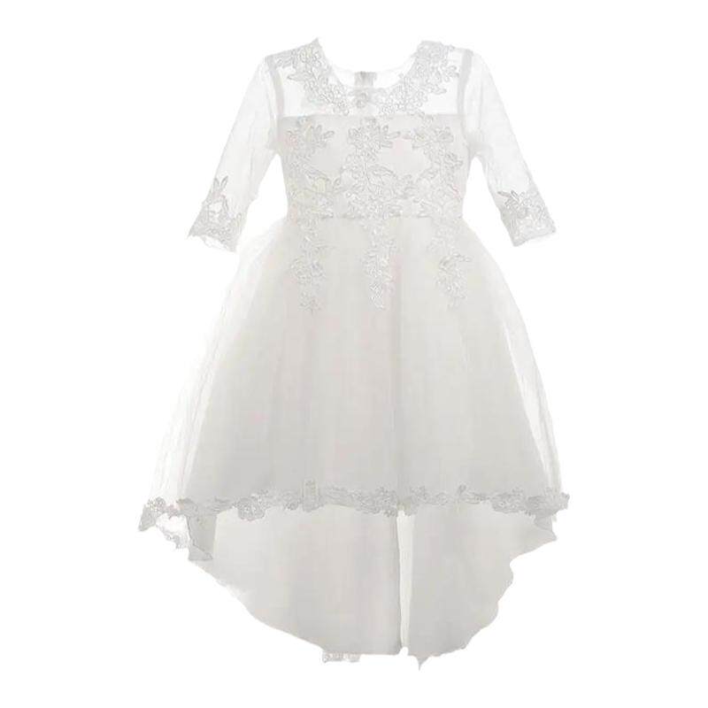儿童礼服公主蓬蓬裙花童女童婚纱生日钢琴主持演出服白色网纱裙夏