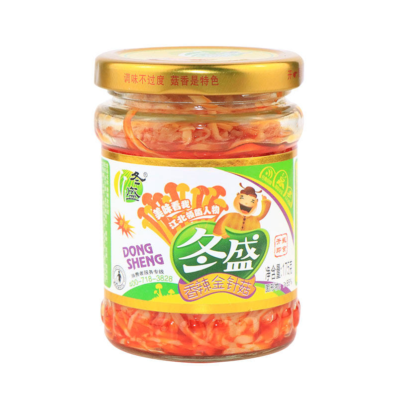 冬盛金针菇175g瓶装灌装下拉下饭菜金针菇咸菜解馋食品零食下酒菜