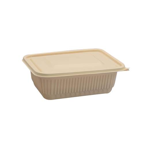 玉米淀粉基食品级可降解一次性轻食外卖打包快餐饭盒便当方形带盖