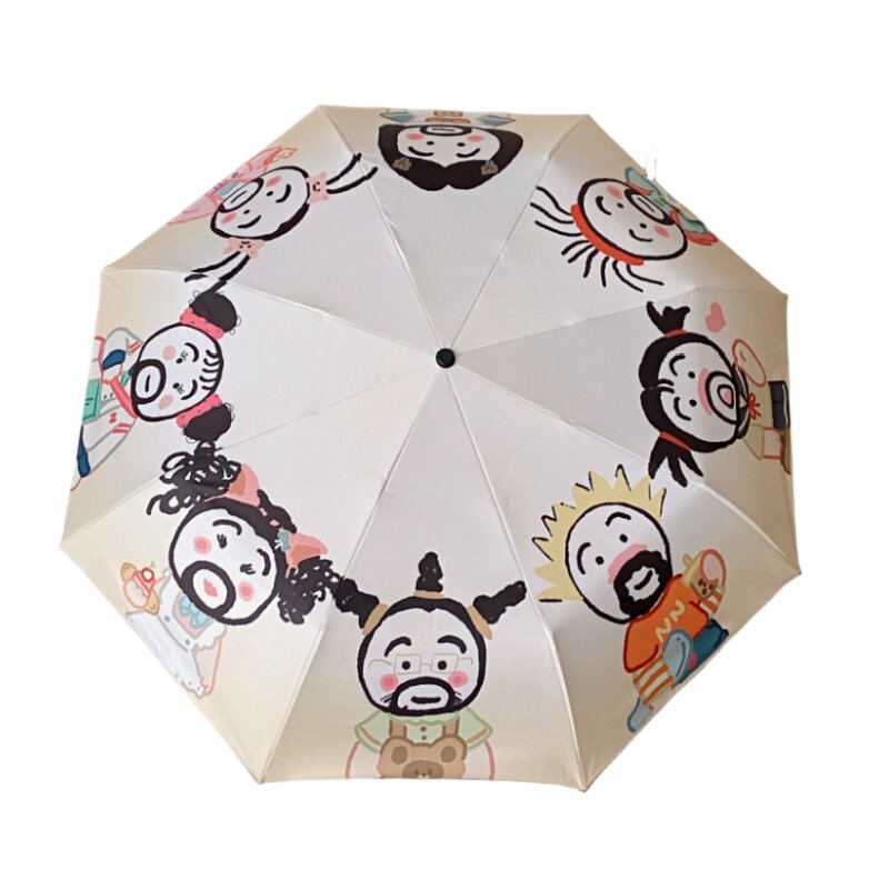 搞怪可爱太阳伞自动雨伞女晴雨两用防晒遮阳伞黑胶防紫外线折叠伞