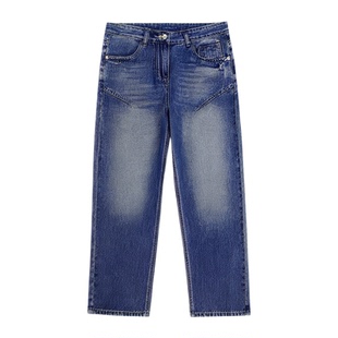 牛仔裤女2025年冬季新款裤子显瘦高腰爆款蓝色时尚百搭宽松直筒裤
