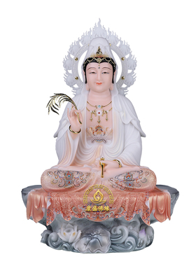 金童玉女汉白玉摆件观音菩萨神像