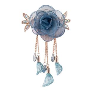 韩国优雅气质绢纱玫瑰花抓夹女盘发弹簧夹横夹半扎发夹后脑勺发卡