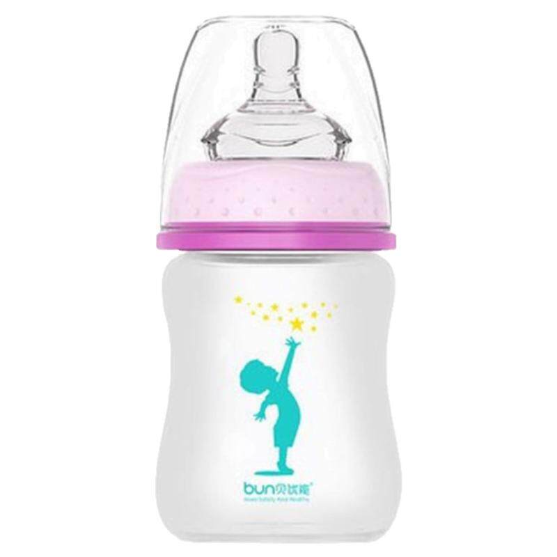 BUN贝优能玻璃奶瓶硅胶喷涂磨砂手感初生儿防胀气120ml160ml