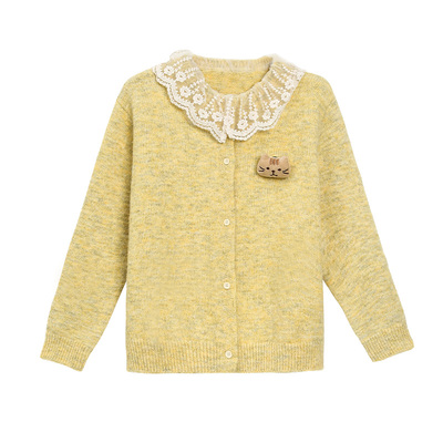 Livheartkids娃娃领女童针织开衫