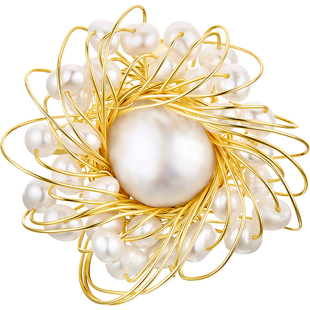 JAY独特淡水珍珠胸针配大衣胸花秋冬高端精致别针夸张大配饰礼物